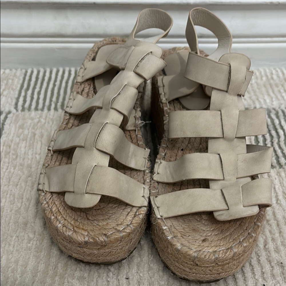 Cream Espadrille Shoes with Strappy Design